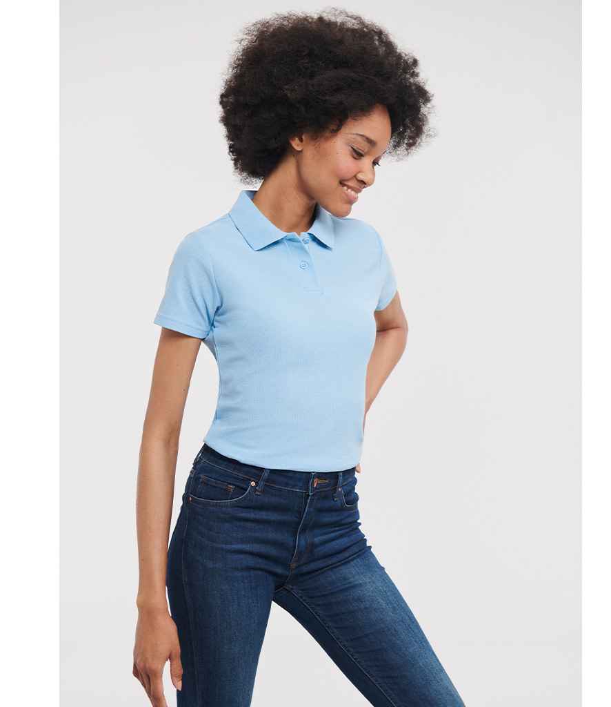 Russell Russell Athletic Ladies Classic Poly/Cotton Piqué Polo Shirt Sky Blue