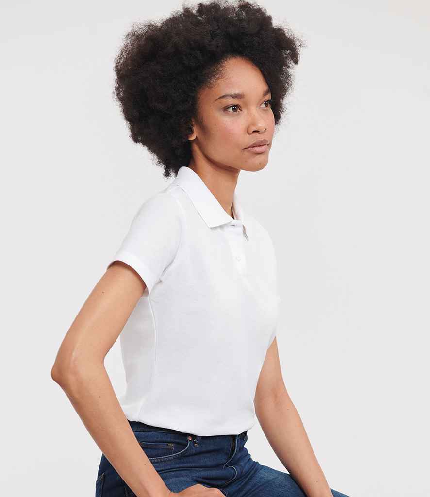 Russell Russell Athletic Ladies Classic Poly/Cotton Piqué Polo Shirt White