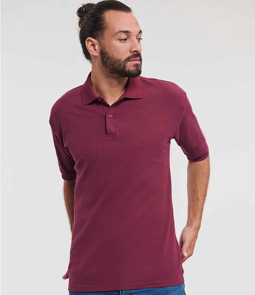 Russell Russell Athletic Poly/Cotton Piqué Polo Shirt Burgundy