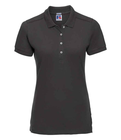 Russell Athletic Ladies Stretch Piqué Polo Shirt in Black