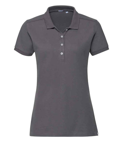 Russell Russell Athletic Ladies Stretch Piqué Polo Shirt Convoy Grey