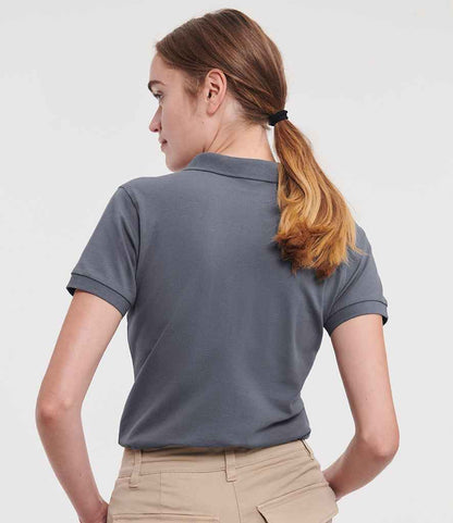 Russell Russell Athletic Ladies Stretch Piqué Polo Shirt Convoy Grey