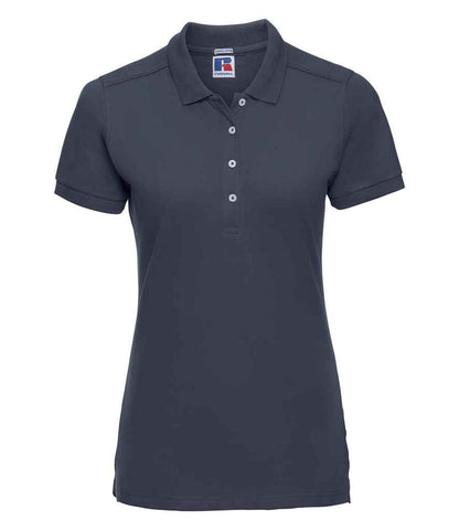 Russell Russell Athletic Ladies Stretch Piqué Polo Shirt French Navy