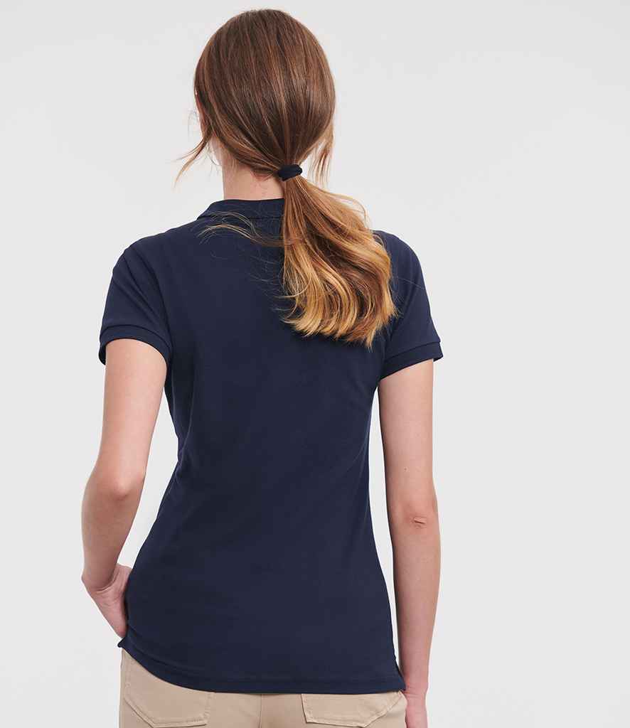 Russell Russell Athletic Ladies Stretch Piqué Polo Shirt French Navy