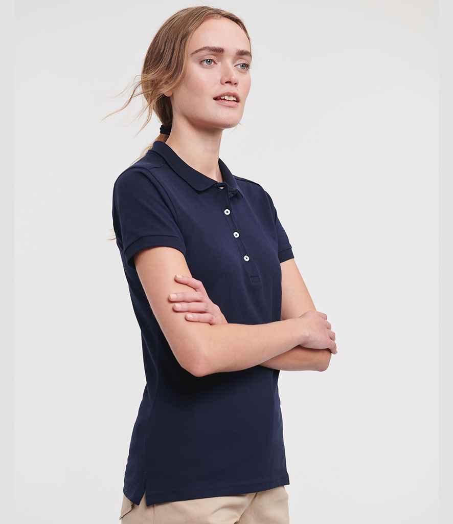 Russell Russell Athletic Ladies Stretch Piqué Polo Shirt French Navy