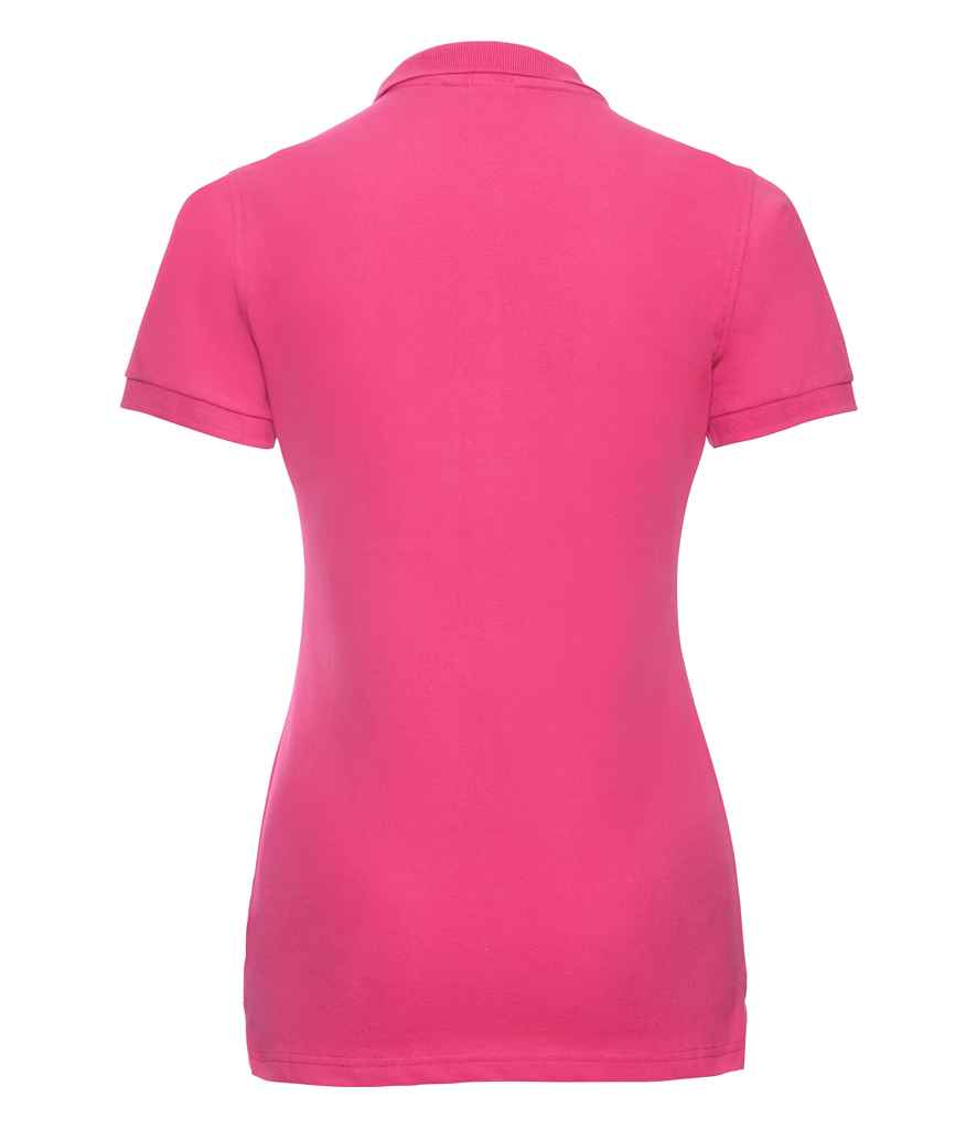 Russell Russell Athletic Ladies Stretch Piqué Polo Shirt Fuchsia