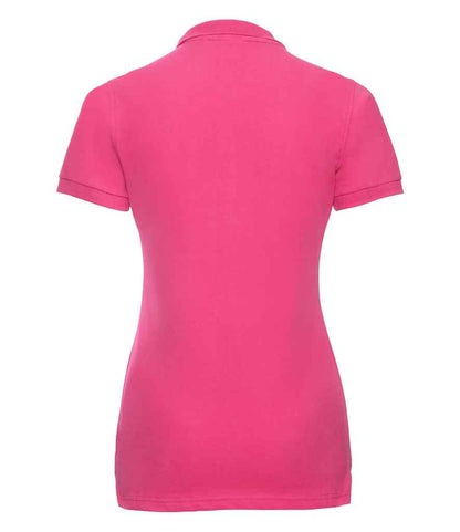 Russell Russell Athletic Ladies Stretch Piqué Polo Shirt Fuchsia