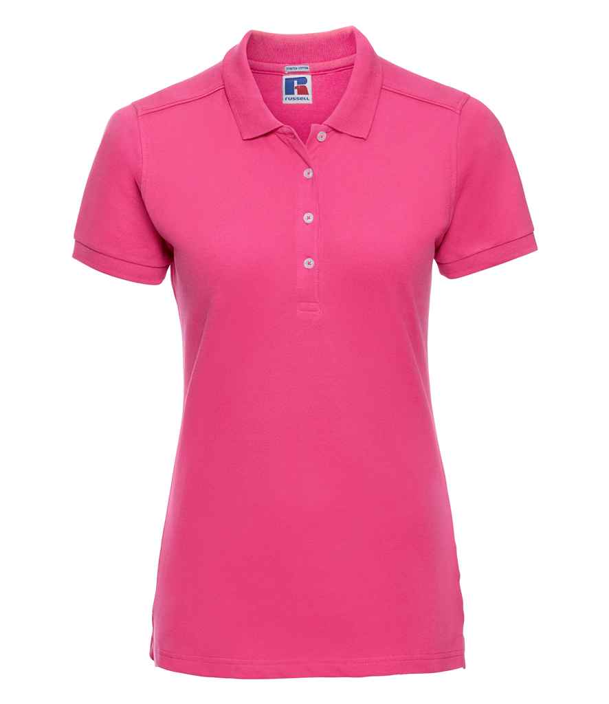 Russell Russell Athletic Ladies Stretch Piqué Polo Shirt Fuchsia