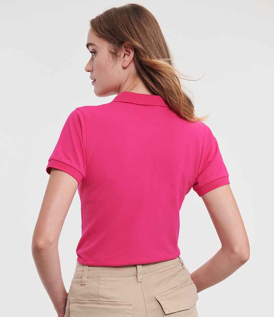 Russell Russell Athletic Ladies Stretch Piqué Polo Shirt Fuchsia