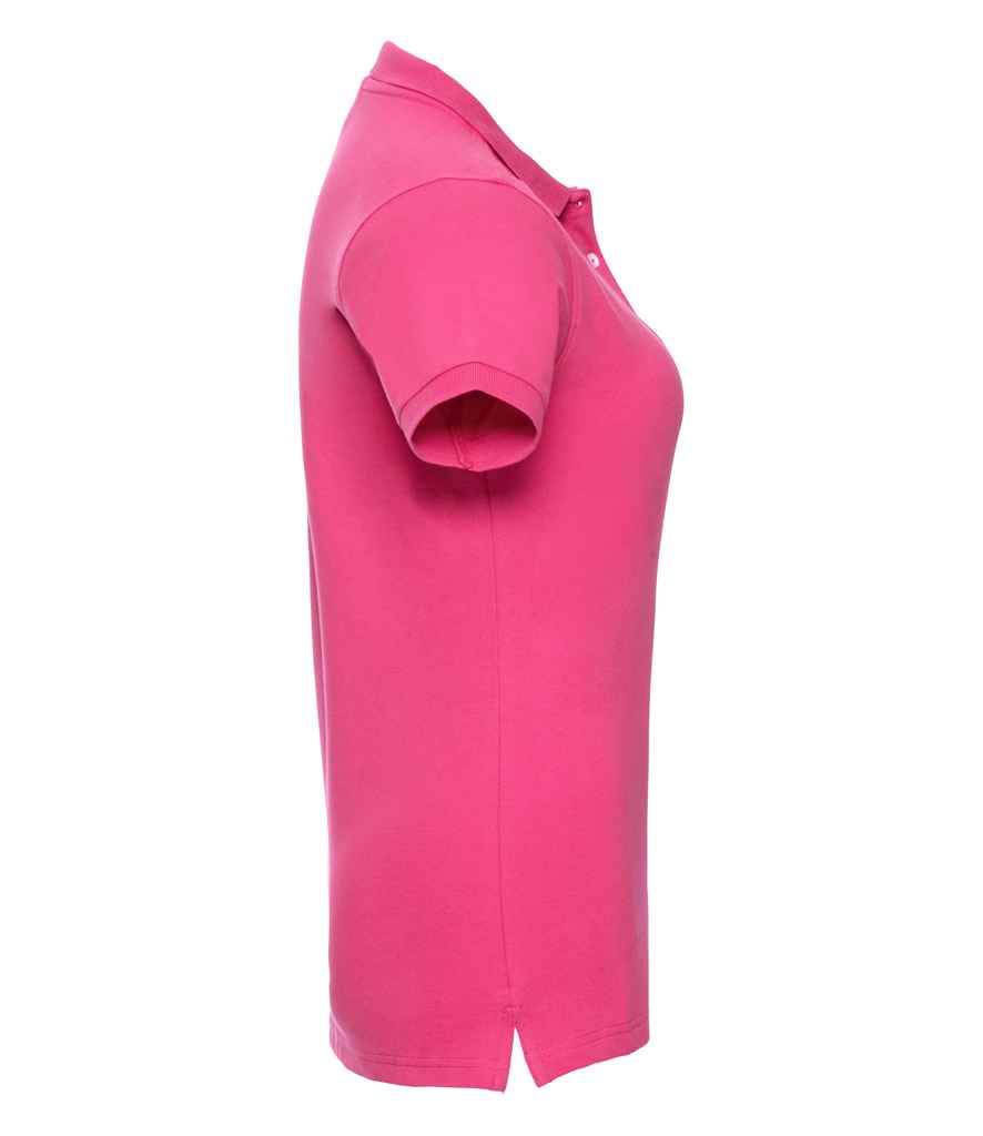 Russell Russell Athletic Ladies Stretch Piqué Polo Shirt Fuchsia
