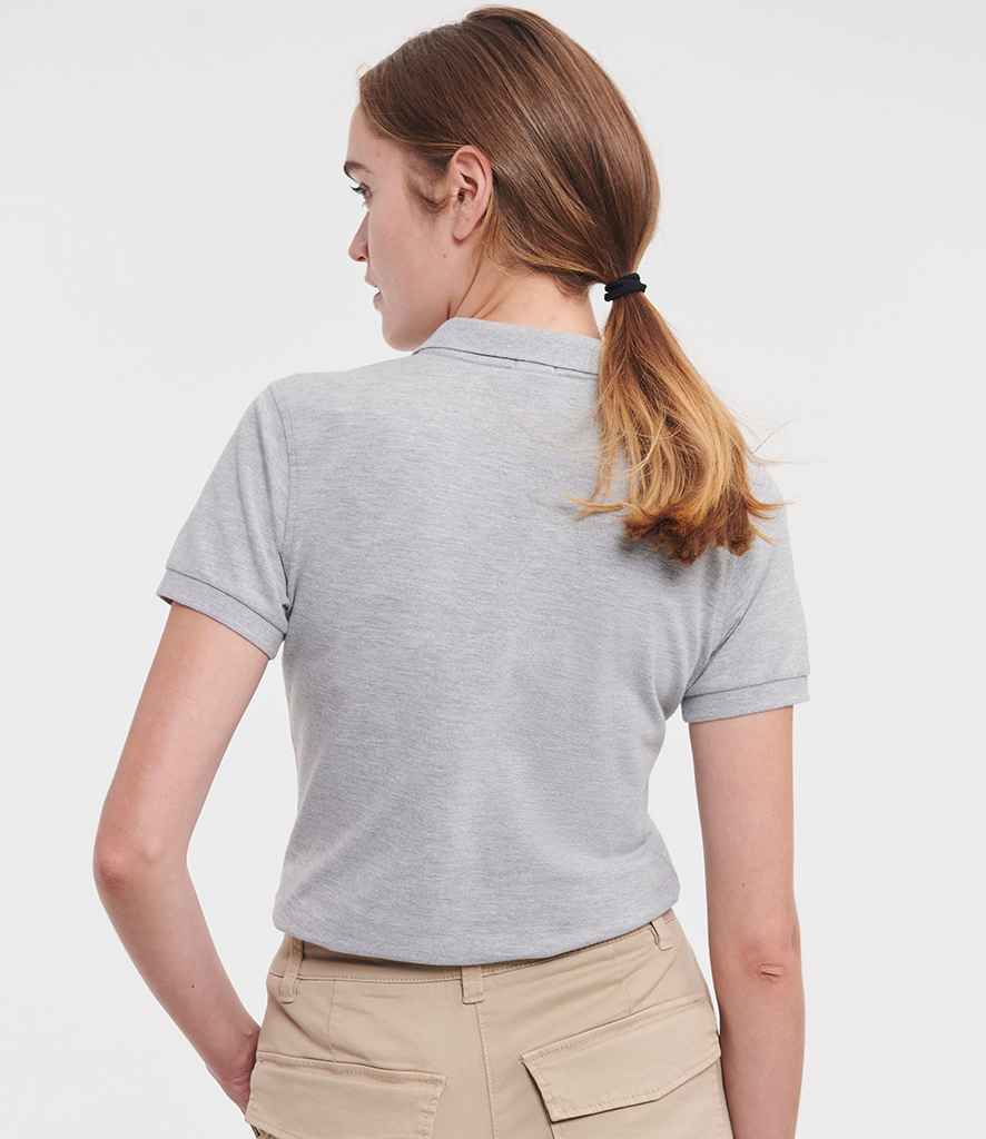 Russell Russell Athletic Ladies Stretch Piqué Polo Shirt Light Oxford