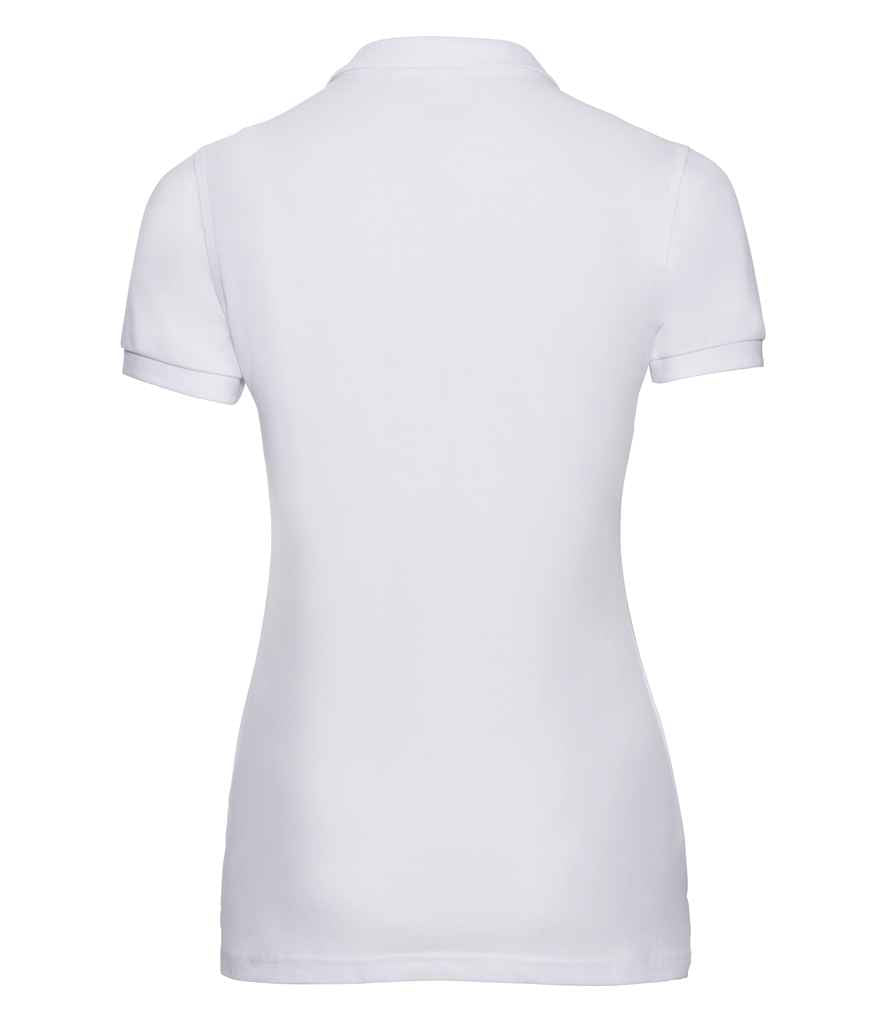 Russell Russell Athletic Ladies Stretch Piqué Polo Shirt White