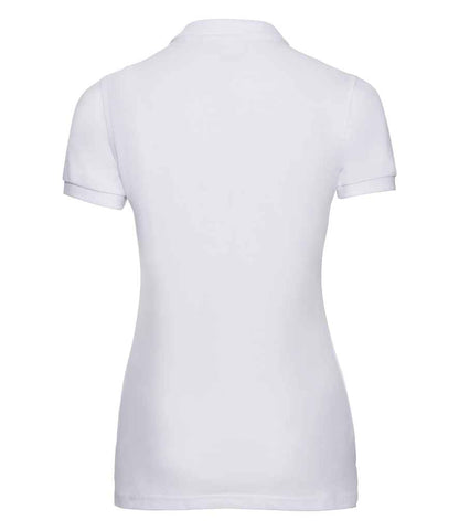 Russell Russell Athletic Ladies Stretch Piqué Polo Shirt White