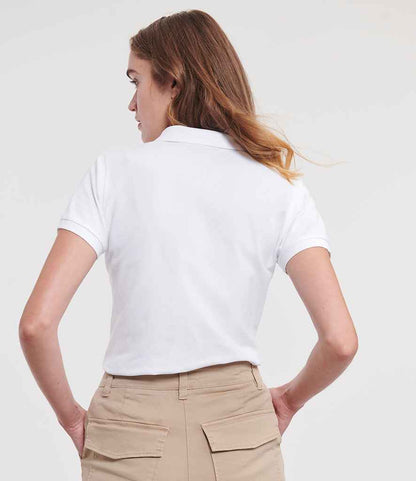 Russell Russell Athletic Ladies Stretch Piqué Polo Shirt White