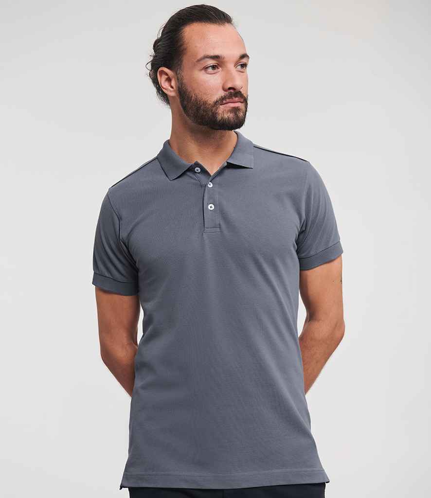 Russell Russell Athletic Stretch Piqué Polo Shirt Convoy Grey