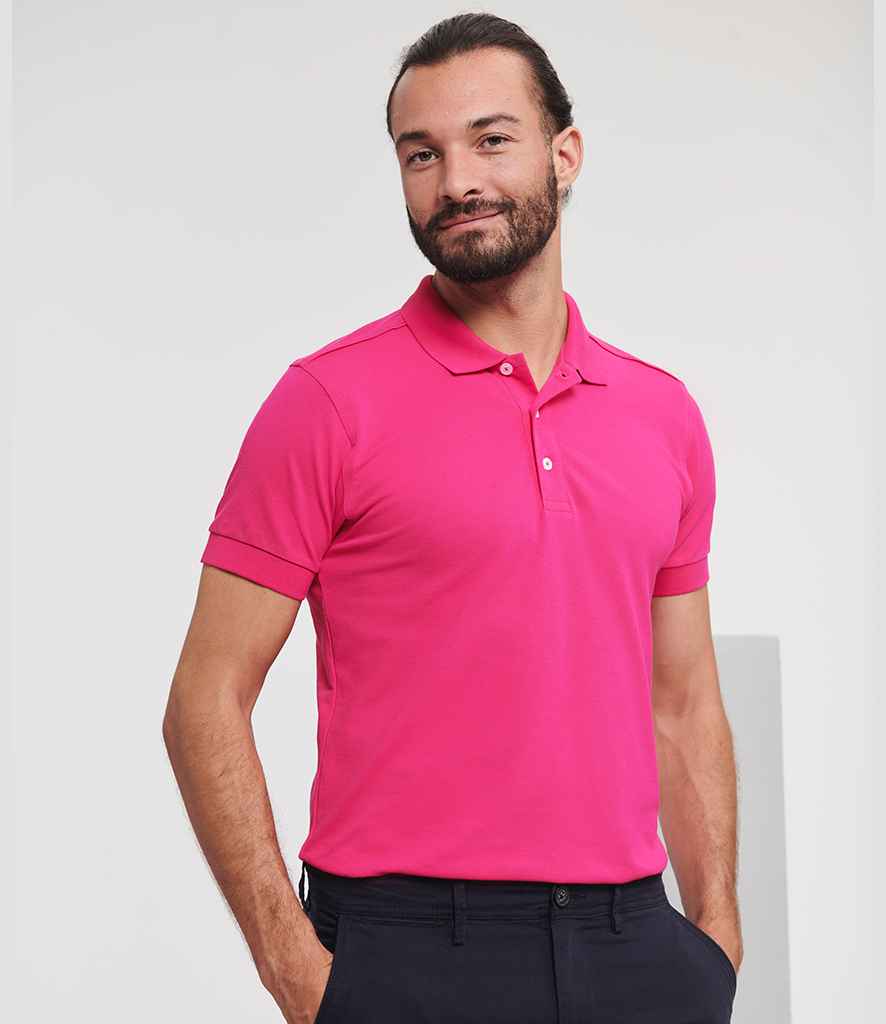 Russell Russell Athletic Stretch Piqué Polo Shirt Fuchsia