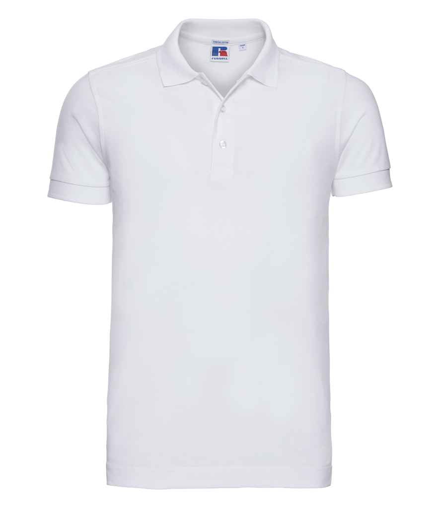 Russell Russell Athletic Stretch Piqué Polo Shirt White