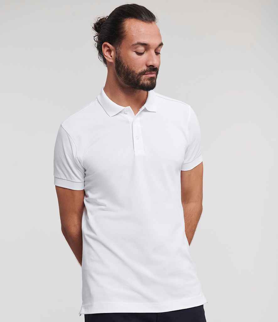 Russell Russell Athletic Stretch Piqué Polo Shirt White