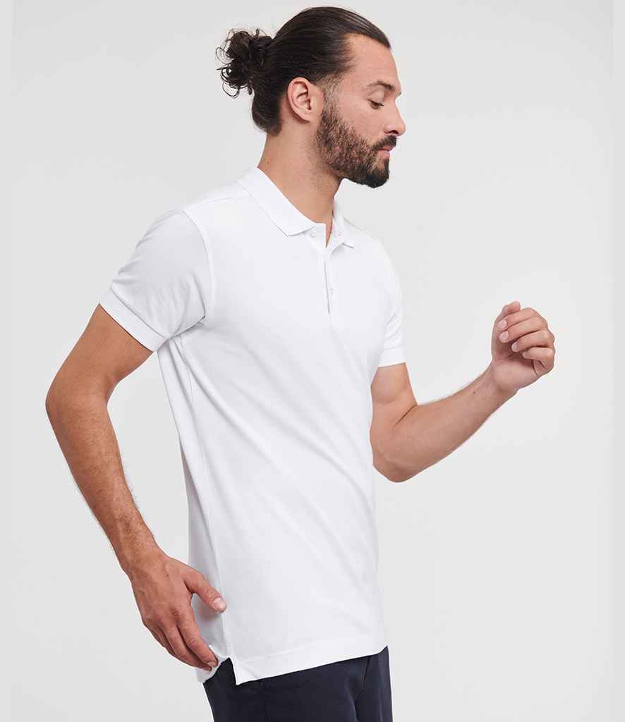 Russell Russell Athletic Stretch Piqué Polo Shirt White