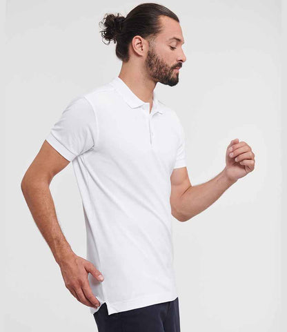 Russell Russell Athletic Stretch Piqué Polo Shirt White