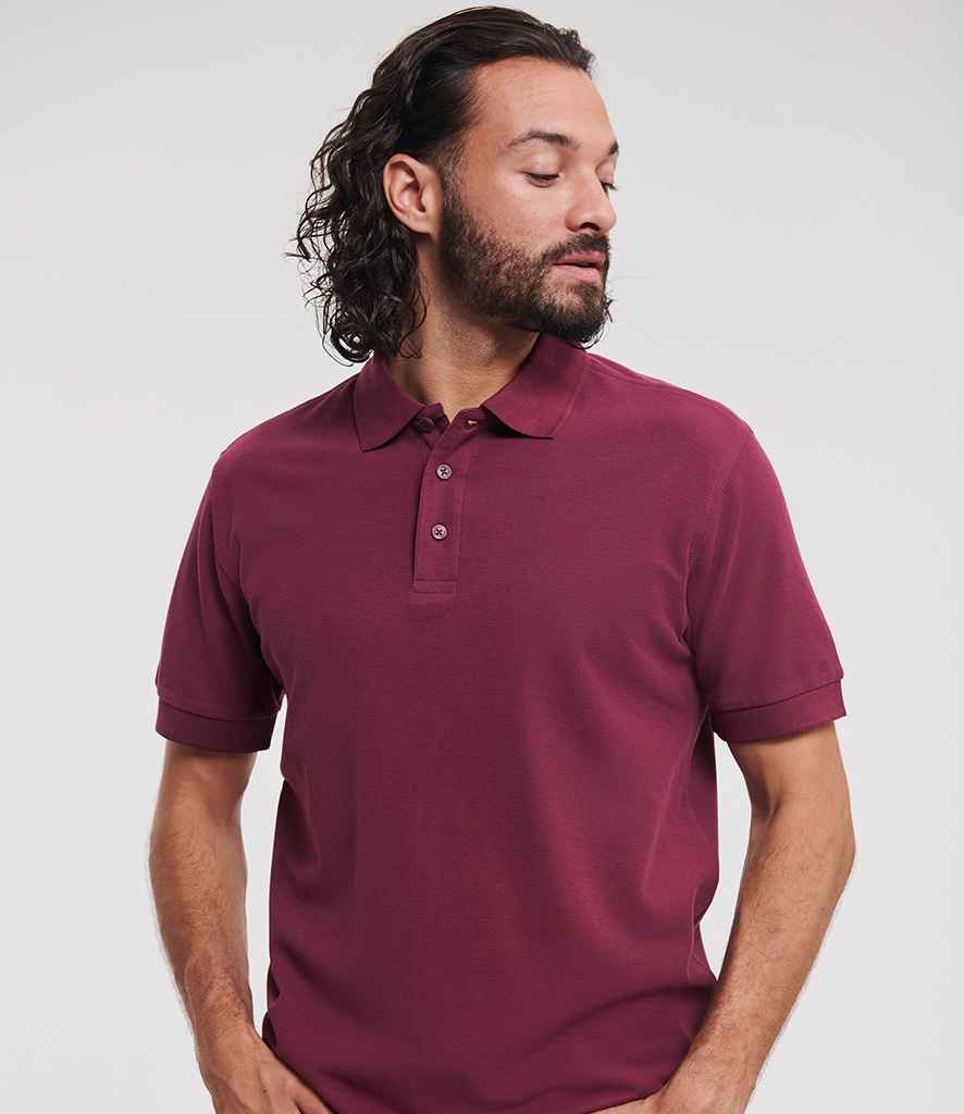 Russell Russell Athletic Ultimate Cotton Piqué Polo Shirt Burgundy