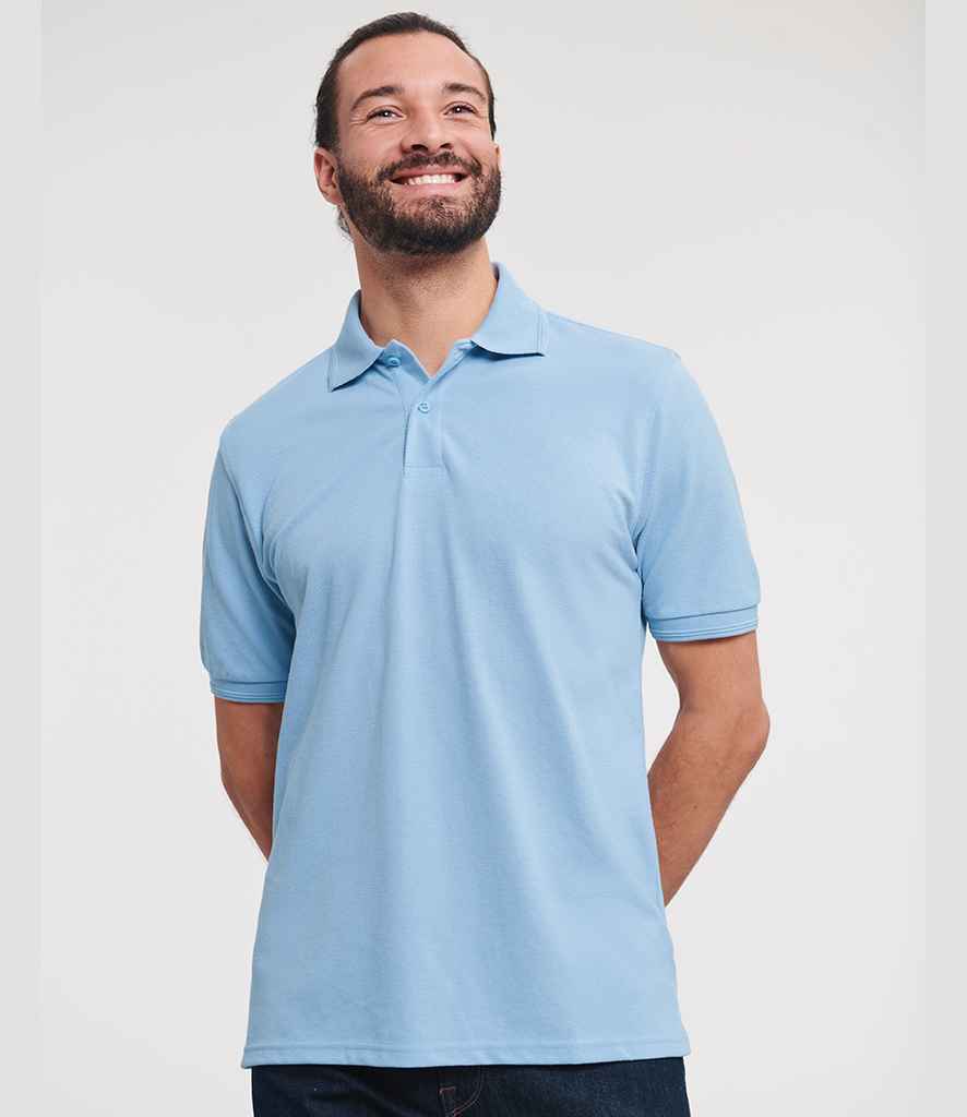 Russell Russell Athletic Hardwearing Poly/Cotton Piqué Polo Shirt Sky Blue