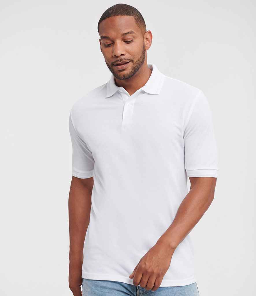 Russell Russell Athletic Hardwearing Poly/Cotton Piqué Polo Shirt White