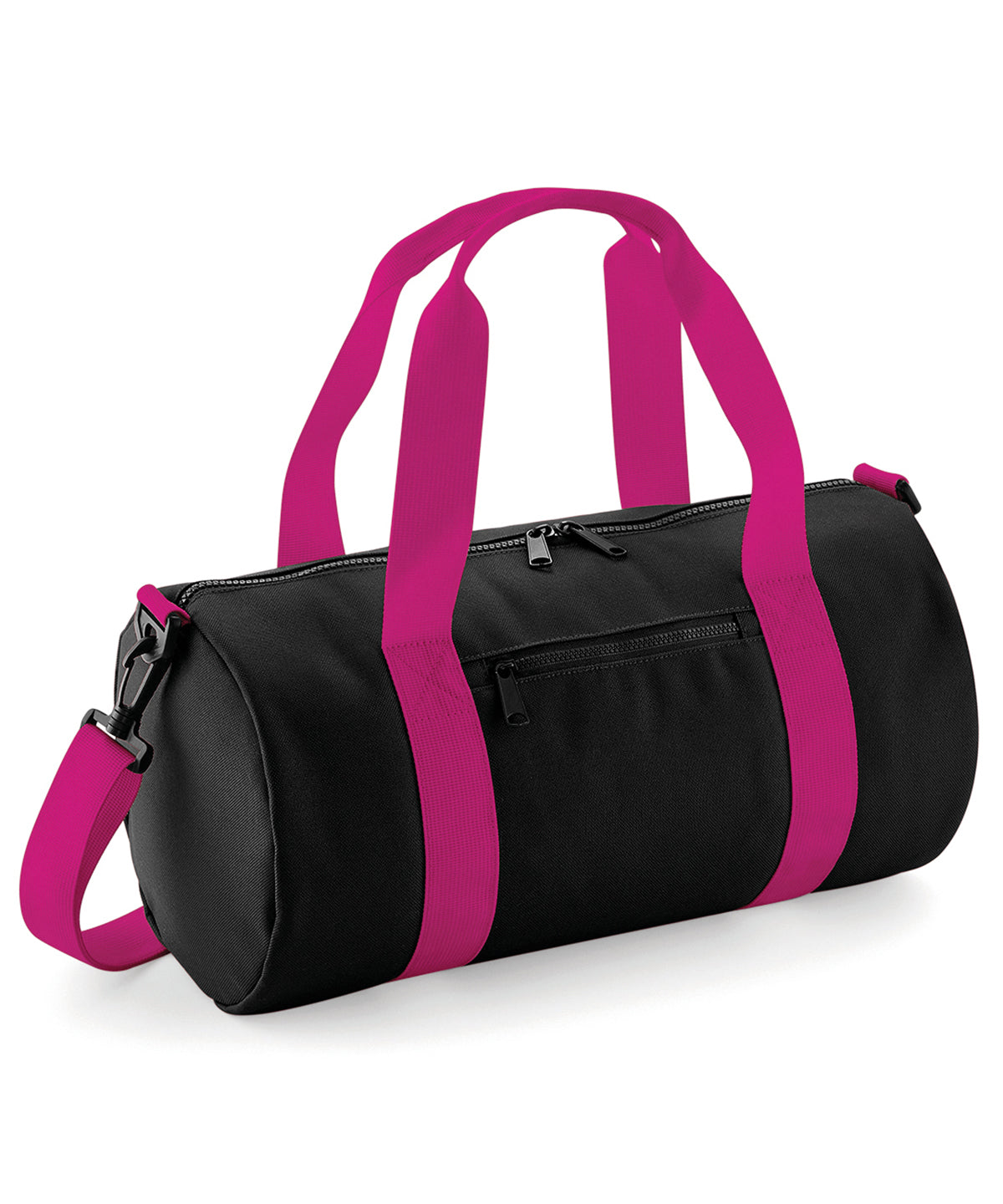 BagBase Mini barrel bag Black/Fuchsia