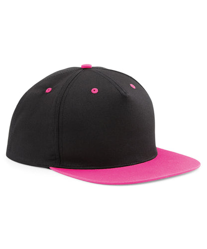 Beechfield 5-panel contrast snapback Black/Fuchsia