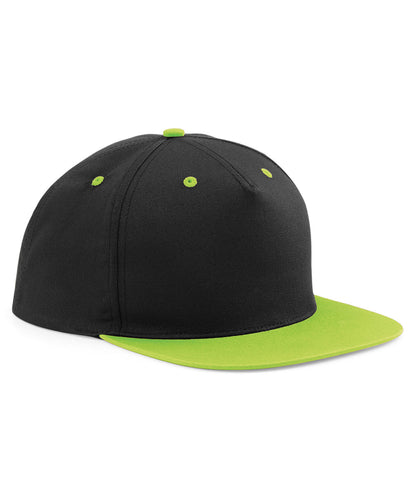 Beechfield 5-panel contrast snapback Black/Lime Green