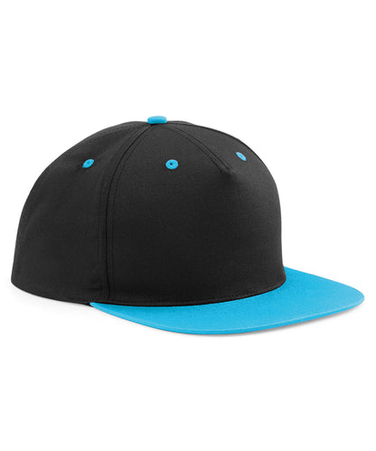 Beechfield 5-panel contrast snapback Black/Surf Blue