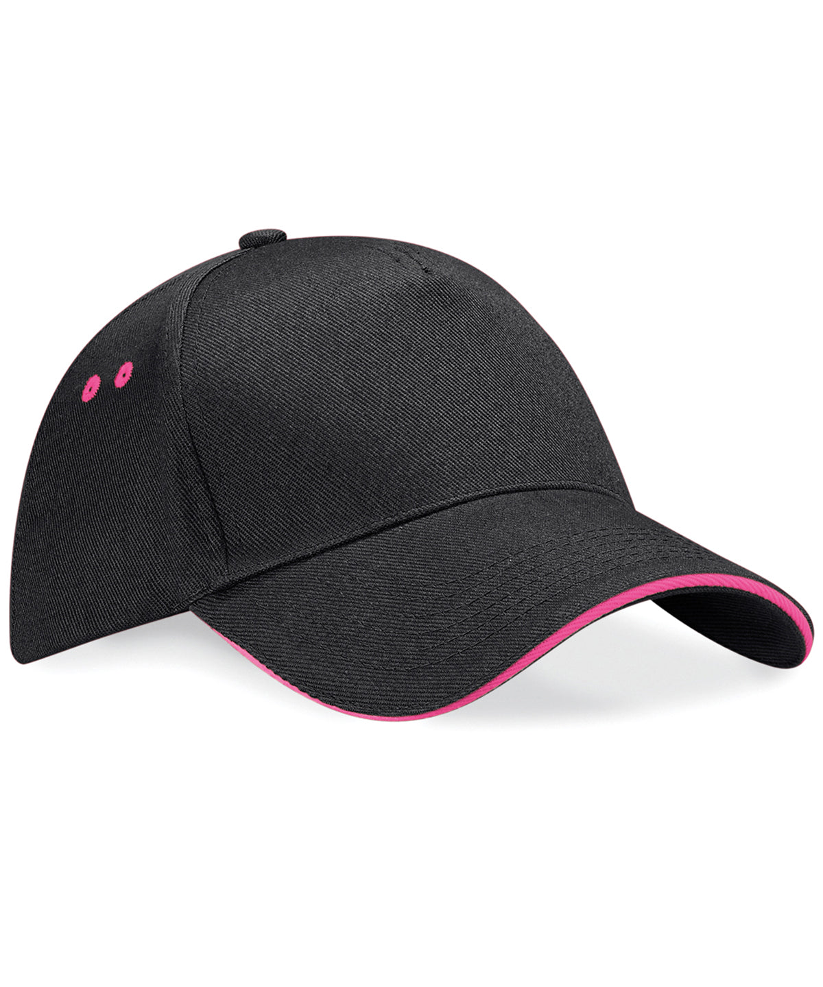 Beechfield Ultimate 5-panel cap - sandwich peak Black/Fuchsia