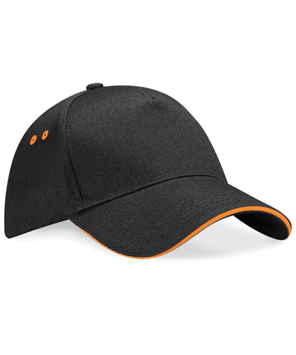 Beechfield Ultimate 5-panel cap - sandwich peak Black/Orange