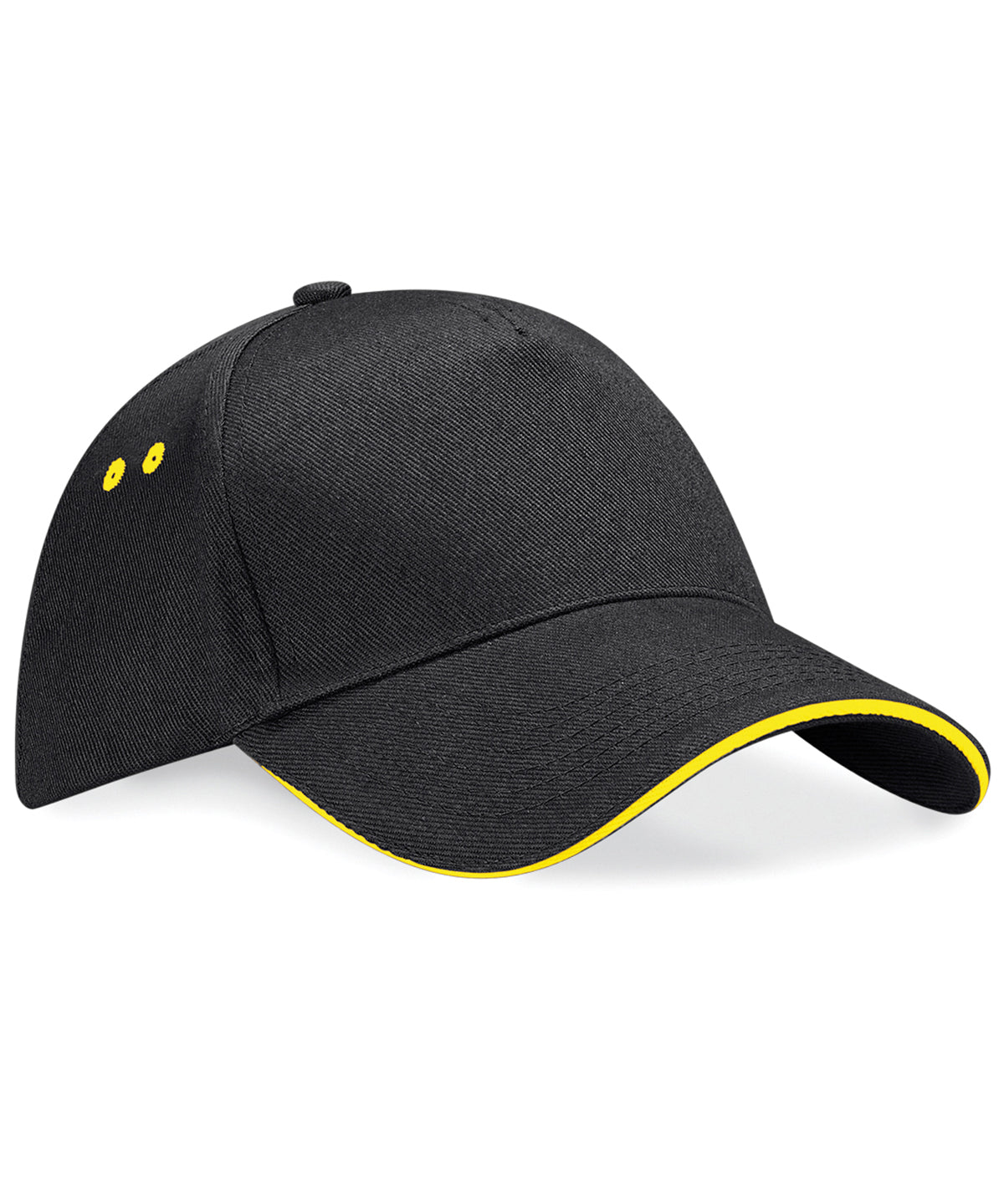 Beechfield Ultimate 5-panel cap - sandwich peak Black/Yellow