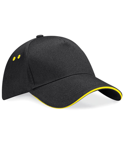 Beechfield Ultimate 5-panel cap - sandwich peak Black/Yellow