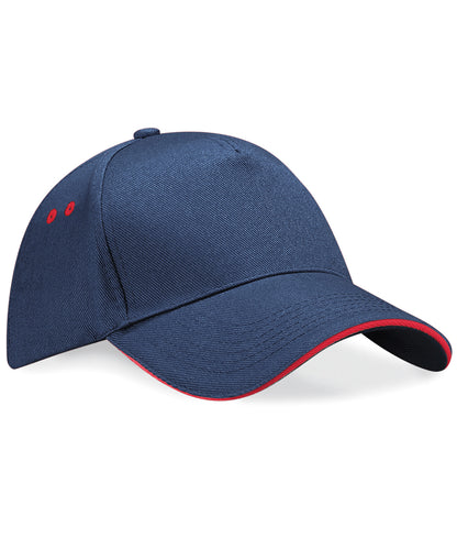 Beechfield Ultimate 5-panel cap - sandwich peak French Navy/Classic Red