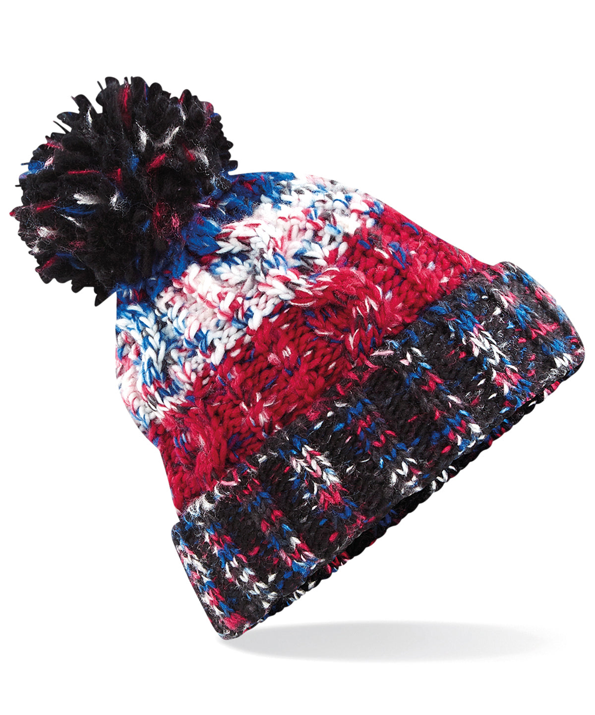 Beechfield Corkscrew pom pom beanie Black Jacks