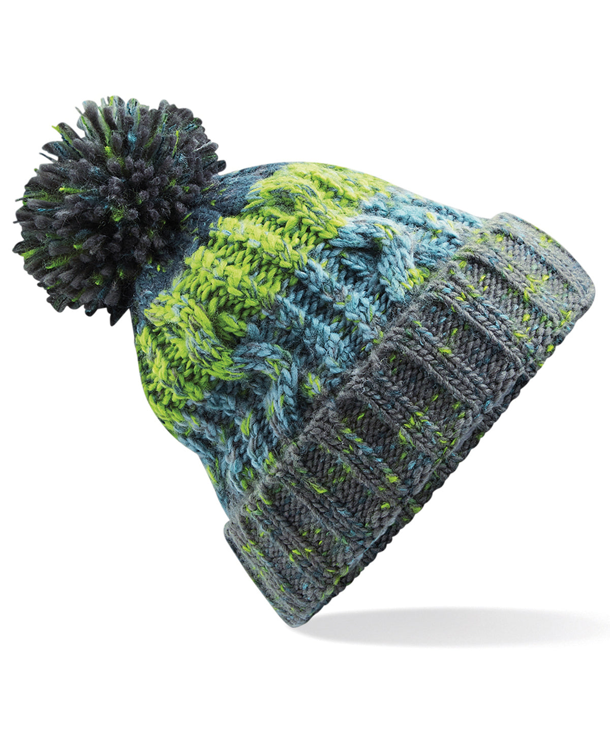 Beechfield Corkscrew pom pom beanie Electric Grey