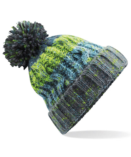 Beechfield Corkscrew pom pom beanie Electric Grey