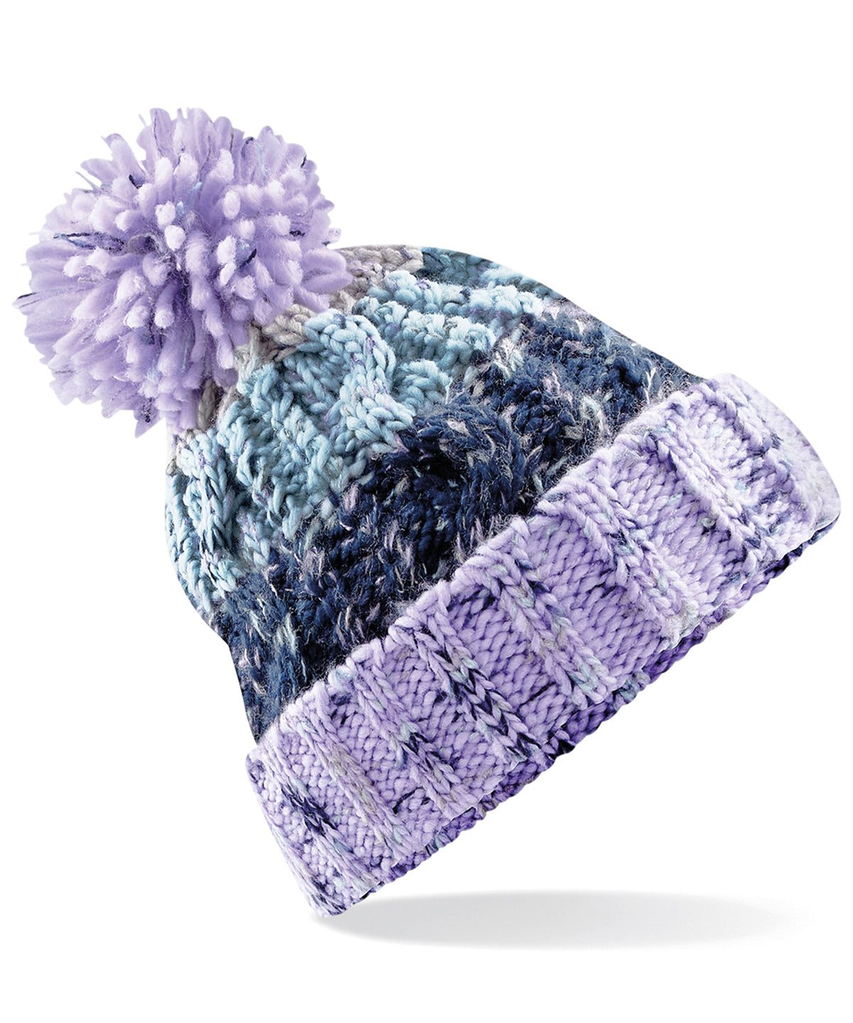 Beechfield Corkscrew pom pom beanie Lavender Fizz