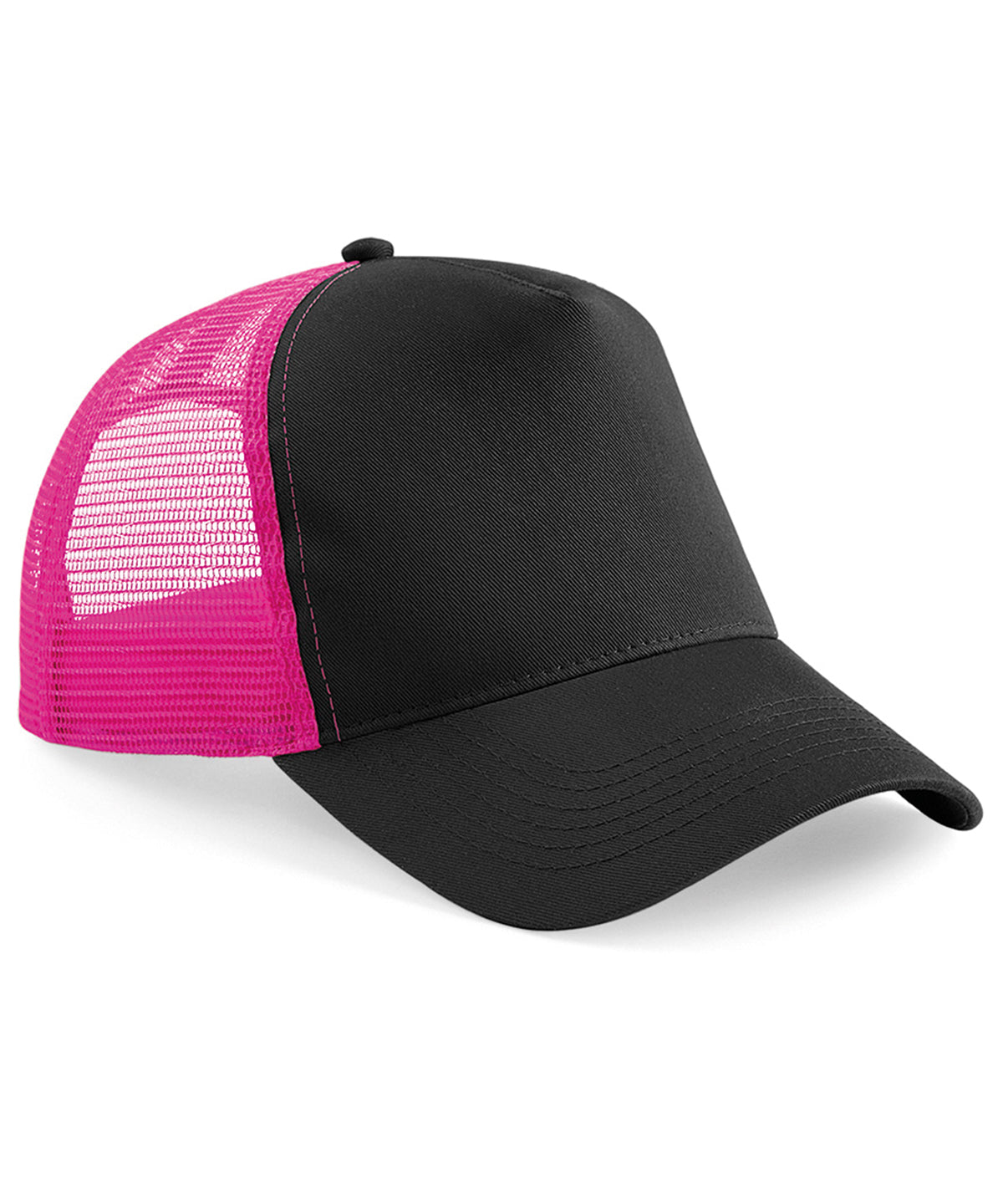 Beechfield Snapback trucker Black/Fuchsia