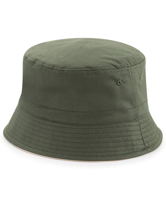 Beechfield Reversible bucket hat Olive Green/Stone