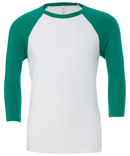 Bella+Canvas Unisex triblend ¾ sleeve baseball t-shirt White/Kelly