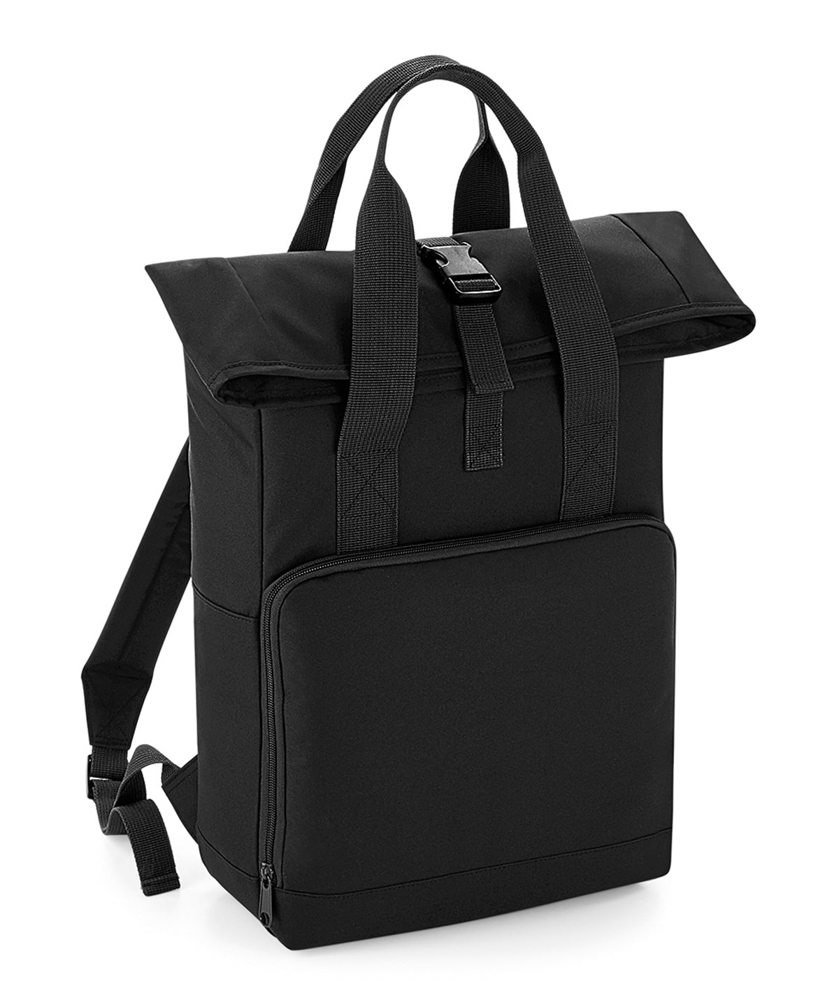 BagBase Twin handle roll-top backpack Black