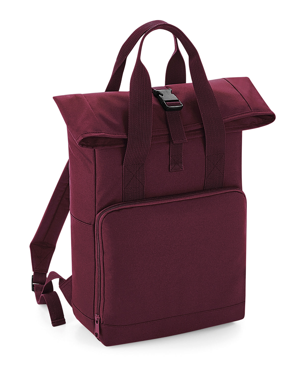 BagBase Twin handle roll-top backpack Burgundy