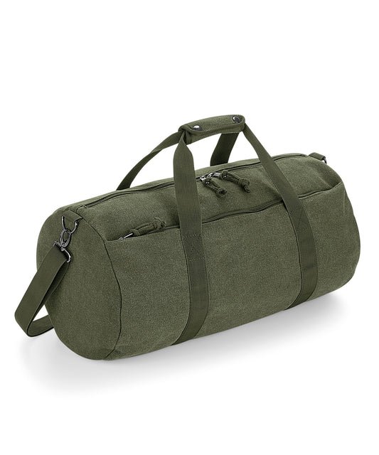 BagBase Vintage canvas barrel bag Vintage Military Green