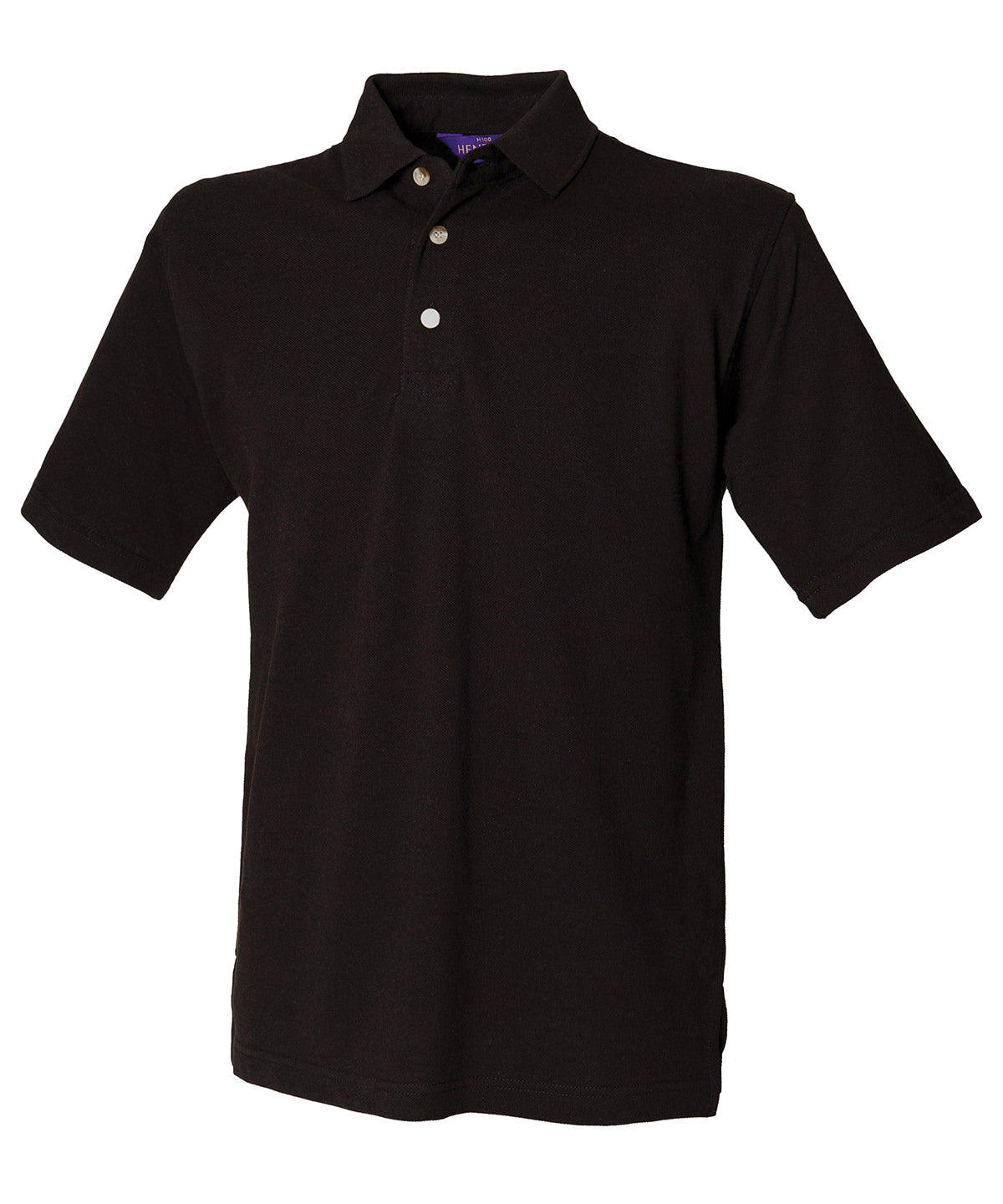 Henbury Classic cotton piqué polo with stand-up collar Black*†