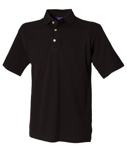Henbury Classic cotton piqué polo with stand-up collar Black*†