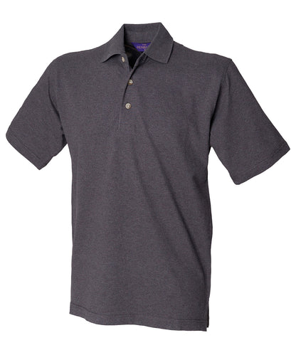 Henbury Classic cotton piqué polo with stand-up collar Charcoal