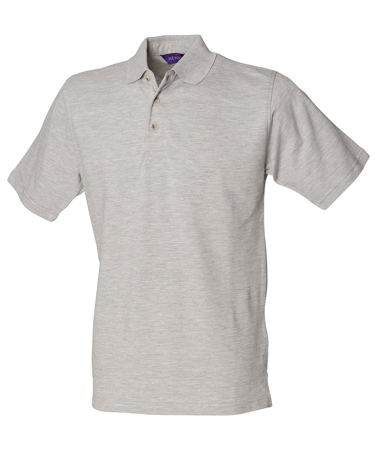 Henbury Classic cotton piqué polo with stand-up collar Heather Grey*